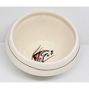 Vintage W.W.W. Japan Ceramic Bowl Hand-Painted Angelfish Gold Accent Lines MCM